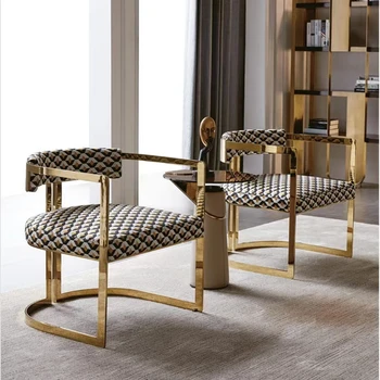 Леки луксозни дизайнерски дивани и кресла за почивка на един човек, минималистичное стол, скандинавски стол, хотелски златен шезлонг за почивка