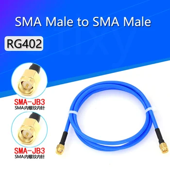 Направо конектор SMA мъж към мъж с коаксиален джъмпер RG402 RG141 RG-402 син кабел 10 СМ-200 см RF с ниски загуби Коаксиален