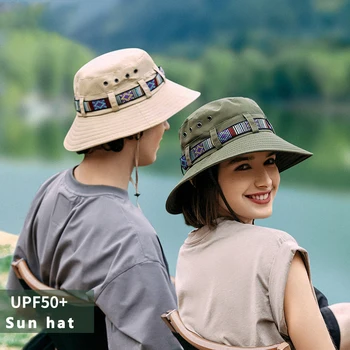 Лятна солнцезащитная шапка унисекс, дишаща бързосъхнеща мъжка шапка-кофа, етнически пъстър колан, дамски шапка за басейна, няколко разходки, риболовна панама