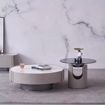 Бял минималистичен център коридор Кръгли масички за лаптоп в скандинавски стил, маса за Хранене Meuble Салон промишлена мебели