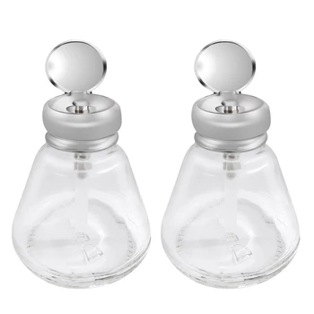 2X Празен помпа-опаковка лакочистител за нокти и грим, стъклена бутилка за въртене