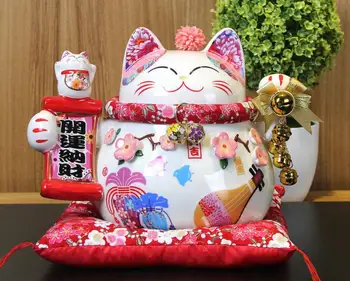 Керамична касичка Лъки Котка, украса за дома на късмета си, креативен подарък
