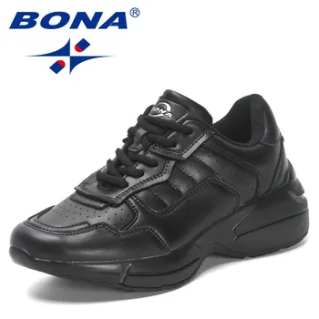 BONA 2023, нови дизайнерски модни маратонки, дамски вулканизированная обувки, висококачествени обувки на равна подметка, дамски модел обувки на платформа