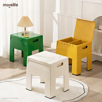 Скандинавски творчески столче за съхранение, пластмасов ниско столче, табуретка за преобличане обувки на прага на дома, малка масичка за съхранение в хола, маса с ръба