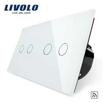 Livolo, Лесен живот, Сензорен екран, с дистанционно управление в 4 групи, Луксозна Панел от закалено Стъкло, домашен стенен прекъсвач светлина, VL-C702R-11/VL-C702R-11