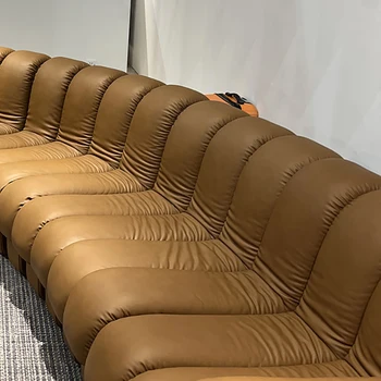 Сгъваеми луксозни дивани за всекидневна, минималистичное стол с възможност за сгъване на облегалката, секционни кожен диван, извит в дълъг модерен диван, мебели Sala De Estar