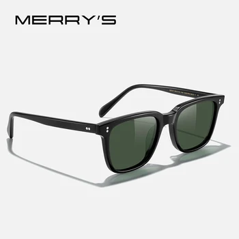 MERRYS DESIGN Ацетатные поляризирани слънчеви очила за мъже и жени, ретро реколта квадратни луксозни тенденция слънчеви очила с защита UV400 S8331