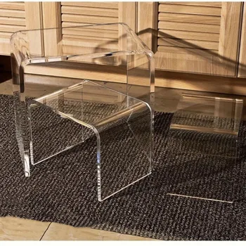 Мини-приставной масичка, акрилни табуретка, прозрачен стол за смяна на обувки, Прозрачни INS Леки Луксозни пластмасови столове, Часова мебели