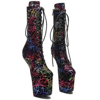 LAIJIANJINXIA, новата кралица, модни секси фетишистская дамски обувки на платформа от 10 см, обувки за танци на един стълб без шипове, модерни ботильоны