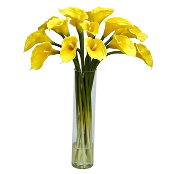 Коприна договореност с цилиндрична ваза декор на жълтата ягоди, бежов интериор за рафтове, ваза с гъби, вази за цветя, розово декември
