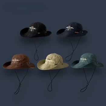 Японската стена за катерене бързосъхнеща рибарска шапка, дамски лятна градинска мъжки солнцезащитная шапка с голям корниз, западна ковбойская солнцезащитная шапка