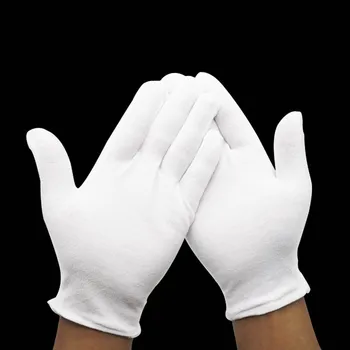 1 чифт бели новите мъжки, женски этикетных бели памучни ръкавици за пълен пръст, ръкавици без пръсти за сервитьори/шофьори/бижута/работни, спортни ръкавици