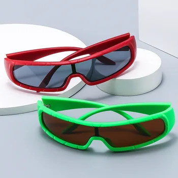 Технологични слънчеви очила в стил киберпънк бъдещето, правоъгълни цели слънчеви очила за мъже и жени, модни стръмни слънчеви очила за колоездене, мъжки