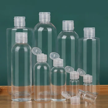 Пластмасови бутилки за лосион с панти капак от ДОМАШНИ любимци, прозрачен контейнер за козметични проби, бутилка за еднократна употреба, мини-флакони за пътуване, бутилка за течности