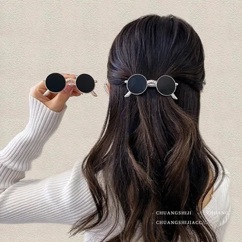 Творчески метални щипки за коса, персонални забавни черни слънчеви очила, щипки за коса, за жени, красиви фиби за коса за момичета, аксесоари за шапки