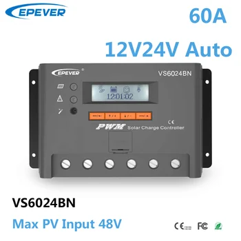 EPEVER 60A PWM Контролер за Зареждане на Слънчева Батерия 12V 24V Регулатор на Зарядното Устройство на Слънчеви Панели С Интерфейс RS485 LCD дисплей VS6024BN