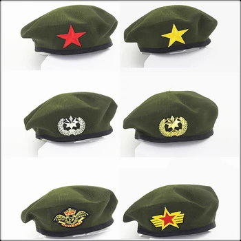 Унисекс Армейските зелени барети Матросское танцово представяне на Cosplay шапки Звездна емблема Дишаща матросская шапка Разходка Пътуване военно-морски шапки