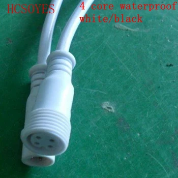 5 двойки 4-пинов водоустойчив led конектор с фитил, мъжки, женски, черно /бяло, 0,3 / 0,5 кв. 15 мм кабел за led лента, штепсельная разклона за led прожектор