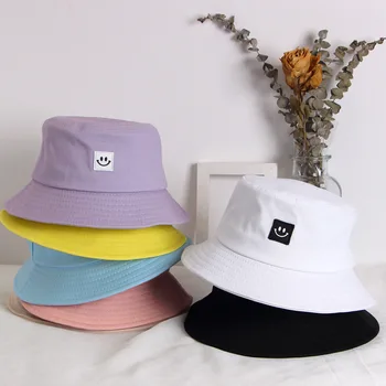 Модерен дамски панама нови ярки цветове, солнцезащитная шапка с усмивка на лицето си, спортни, плажни шапки за пътуване на открито