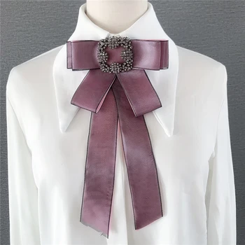 Британска жена сватбена риза за бизнес партита, папийонка, госпожа скоба за лента, игли, вратовръзка, красиви бижута, изработени от сплав, шик вратовръзка-пеперуда с кристали