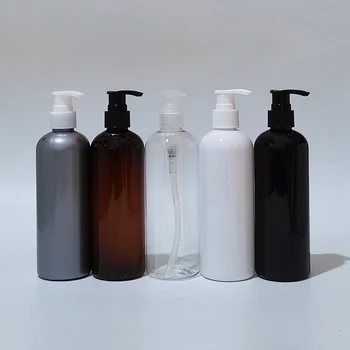300 мл, празна черна пластмасова бутилка с лосион, помпа за душ гел, опаковка течен сапун, шампоан, козметична опаковка