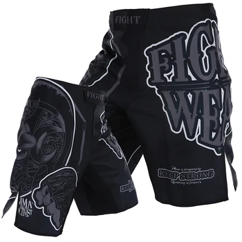 Мъжки панталони Муай Тай, черни шорти, за MMA, шорти за тренировки по бокс, къси панталони за смесени бойни изкуства, къси панталони за кикбоксинга, дрехи за тренировки