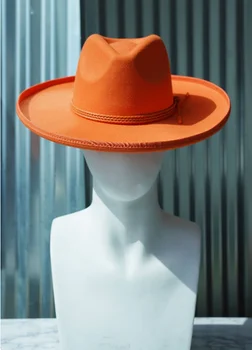 2023 Orange фетровая шапка от плат Дракон, Феникс, дамска шапка, зимни луксозна модерна панама, църковна шапка, сомбреро 모자