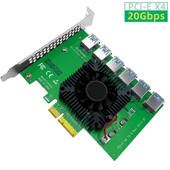 PCIE 1-6 PCI Express X4 от 20 Gb до 6 пристанища Странично Card Adapter-удължителен кабел за майнинга