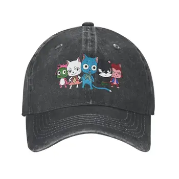 Нова мода памучен бейзболна шапка със забавни котки Fairy Tail, мъжки дамски дишаща мультяшная шапка за татко, защита от слънцето