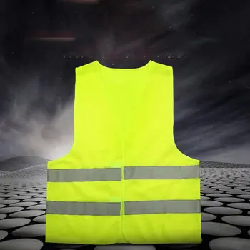 Автомобилна светоотражающая облекло за сигурност Жилетка безопасността на движението по пътищата Жълта видимост голяма видимост на открито за тичане, каране на колело спортна жилетка