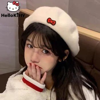 Sanrio Cinnamoroll Hello Kitty Melody Сладък дамски барети, запазването на топлина, прекрасна покупка, зимна шапка с бродерия, шапки Y2k за момичета