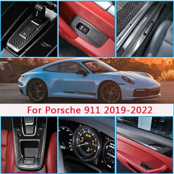 За Porsche 911 992 2019-2022 Вътрешна Врата От Настоящето Въглеродни Влакна, Панел с Централно управление, Тампон На Прага, Стикери, Аксесоари