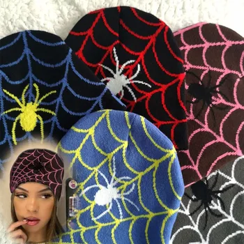 Spider жакард възли есенно-зимни шапки, термошлепки, мультяшные шапки от студ, абсорбатори за жени, мъже, готически тюбетейки унисекс