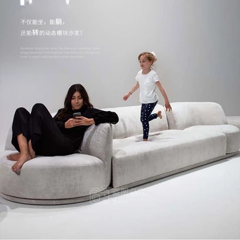 Модулен диван от леката луксозна памучна и ленена тъкан