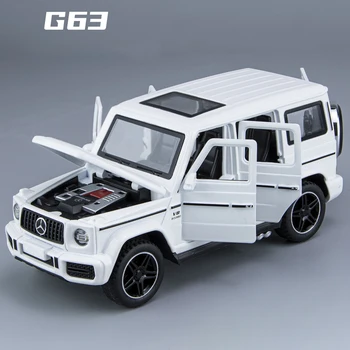 1:32 Benz G63 SUV модел на колата от сплав, играчка, леене под налягане, звук и светлина, кола играчки за деца, кола