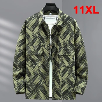 10XL 11XL, големи размери, яке-карго, мъжки пролетно-есенни памучни якета, палта, мъжка мода градинска дреха, яке копчета, голям размер 10XL