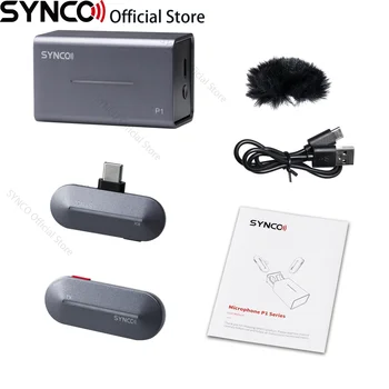 Безжична петличный микрофон Synco P1S за iPhone Android Type C мини микрофон за запис на аудио и видео, смартфон, преносим студио